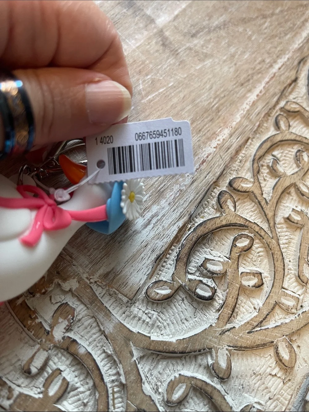 Duck Keychain Charm with Pink Boots & Blue Hat Pocketbac Holder
